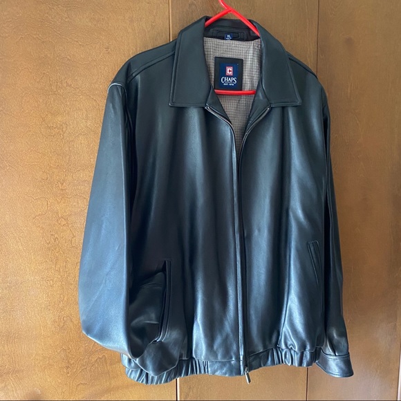 Chaps Other - Men’s Chaps Brand  Black Leather Jacket  EUC XL